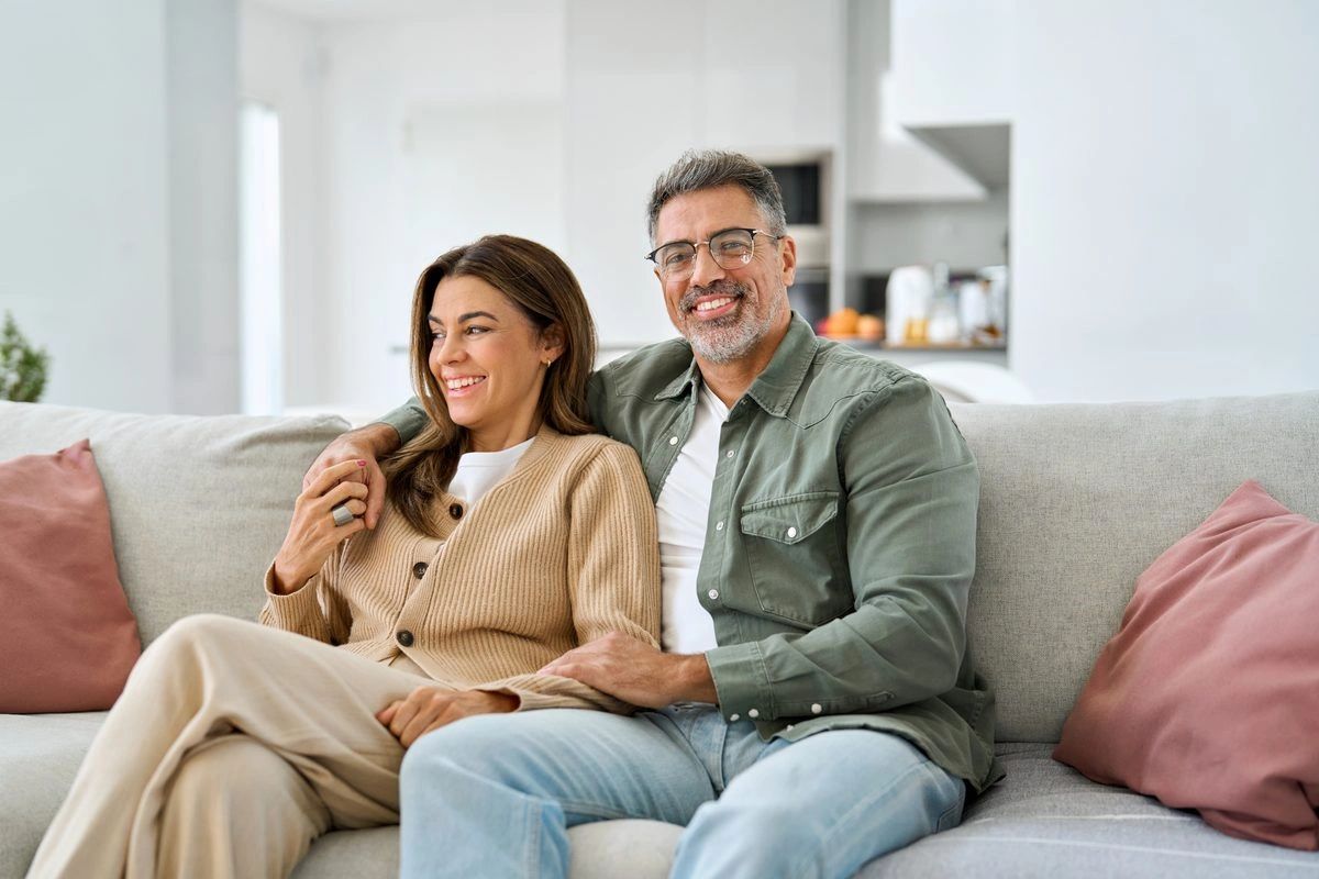 A couple reflecting together at home